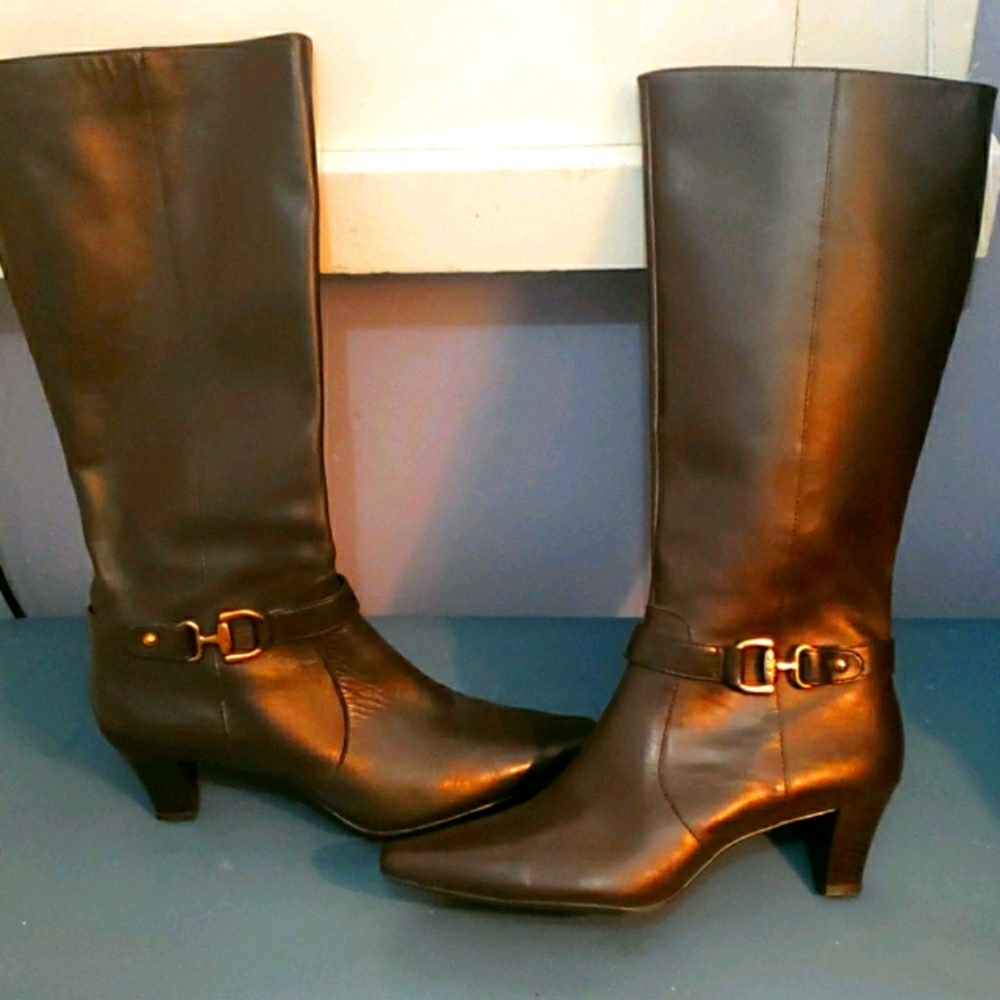 Anne Klein iflex tall brown leather boots 9.5